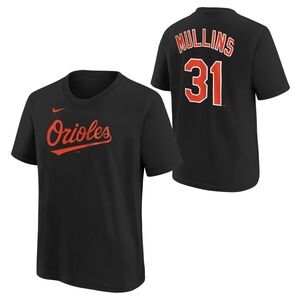 Nike Kids Orioles Mullins #31 Black and Orange Short Sleeve Tee